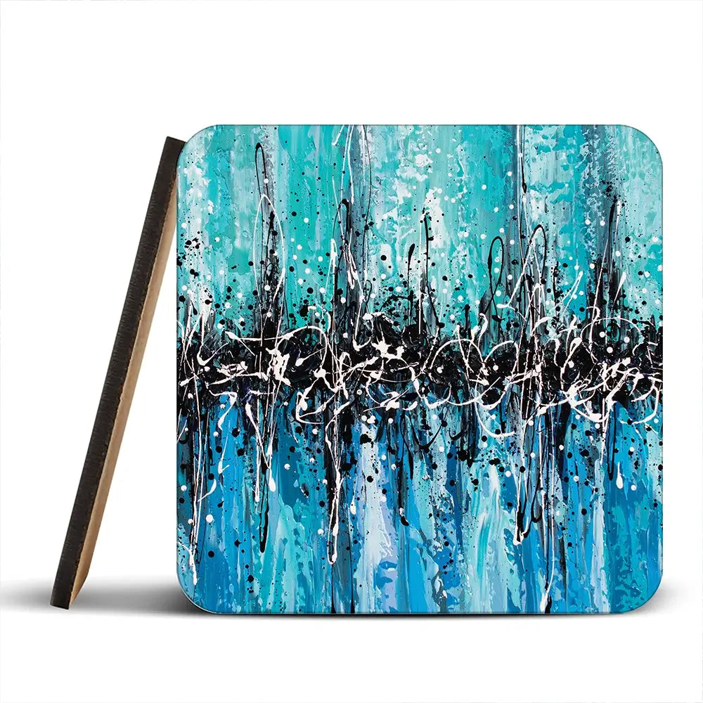 Abstract Teal Coaster Set Abstract Teal Coaster Set wall art product Art Print Shop