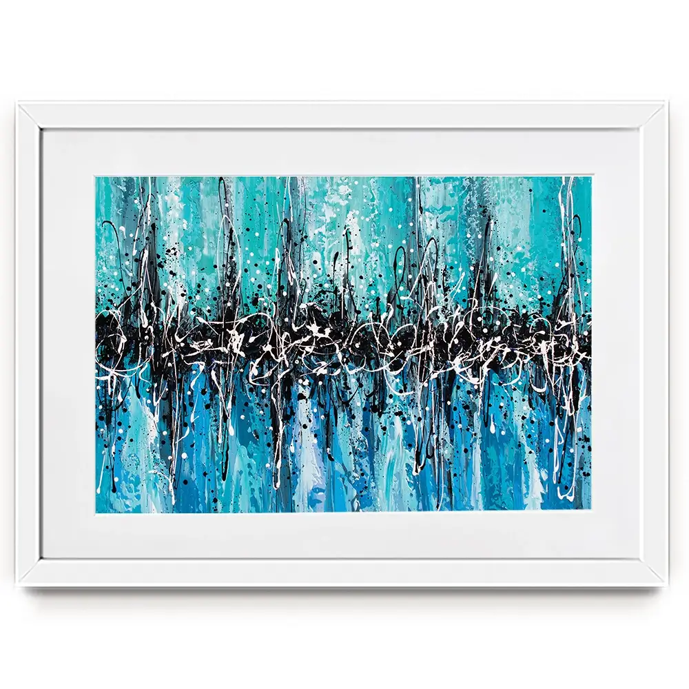 Abstract Teal Framed Art Print Abstract Teal Framed Art Print wall art product Olga Tkachyk