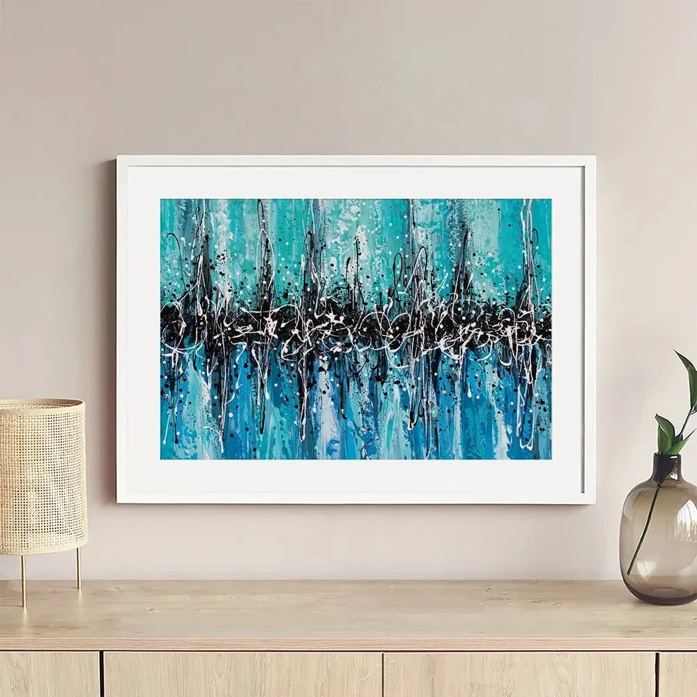 Abstract Teal Framed Art Print Abstract Teal Framed Art Print wall art product Olga Tkachyk