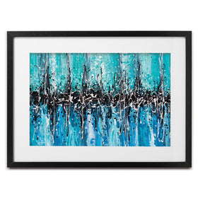 Abstract Teal Framed Art Print wall art product Olga Tkachyk