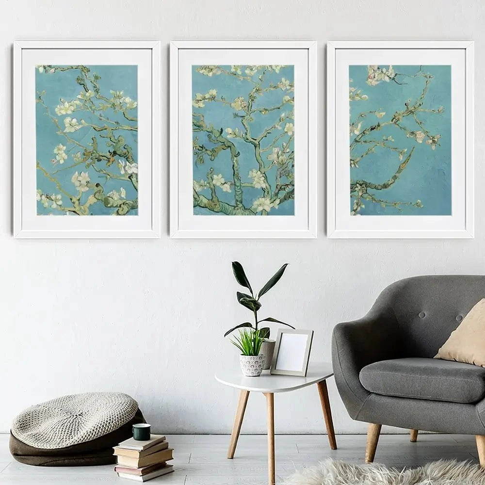 Almond Blossoms Framed Art Print Trio Almond Blossoms Framed Art Print Trio wall art product Vincent Van Gogh
