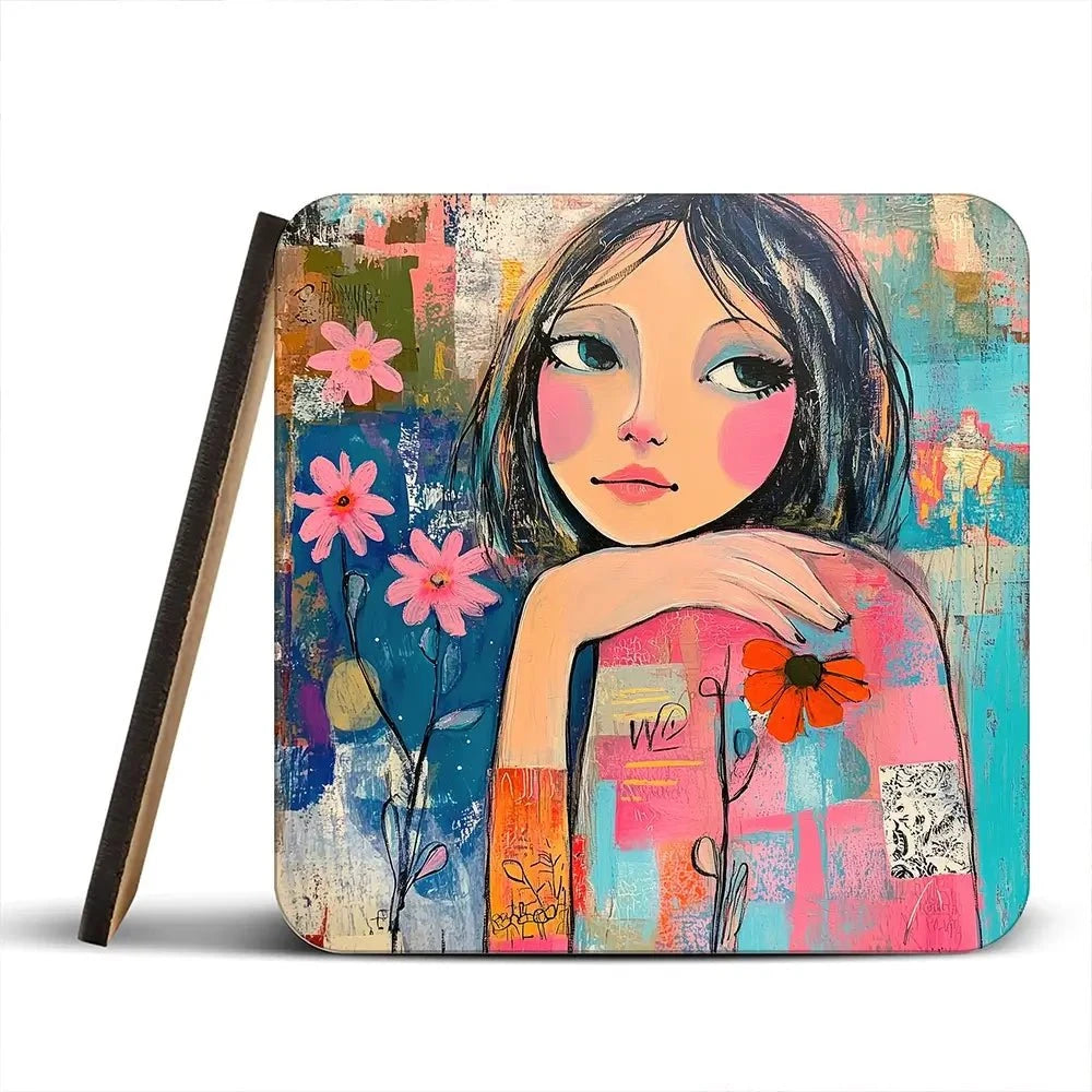 Amongst The Flowers Coaster Set Rainbow Soul Tree Coaster Set | Rainbow Soul Tree Art Coasters wall art product Tanya Ocean