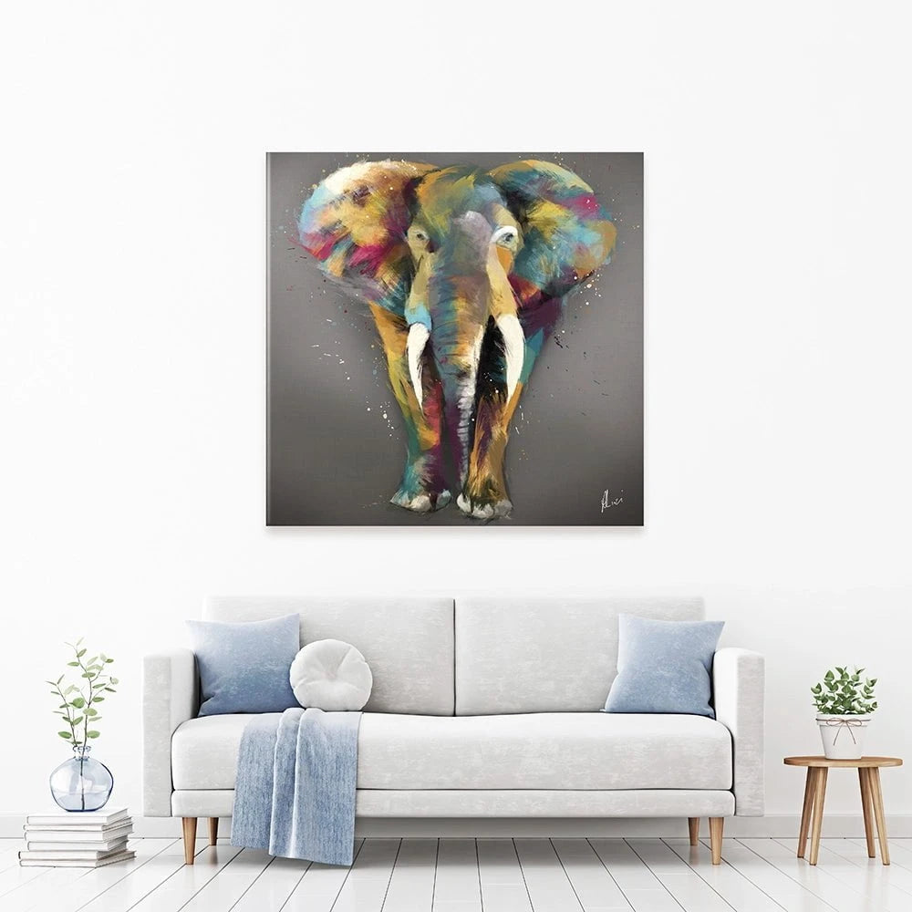An Elephant In Multicolour Canvas Print An Elephant In Multicolour Canvas Print wall art product Aimee Linzi