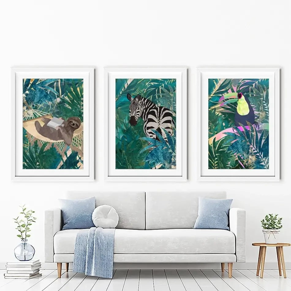 Animals In The Jungle Framed Art Print Trio Animals In The Jungle Framed Art Print Trio wall art product Sarah Manovski