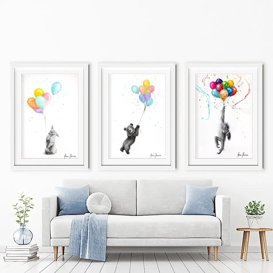 Animals With Balloons 2 Framed Art Print Trio Animals With Balloons 2 Framed Art Print Trio wall art product Ashvin Harrison