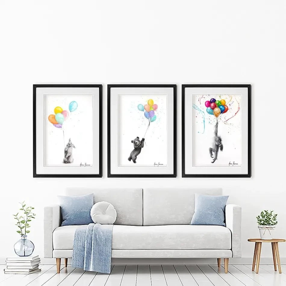 Animals With Balloons 2 Framed Art Print Trio Animals With Balloons 2 Framed Art Print Trio wall art product Ashvin Harrison