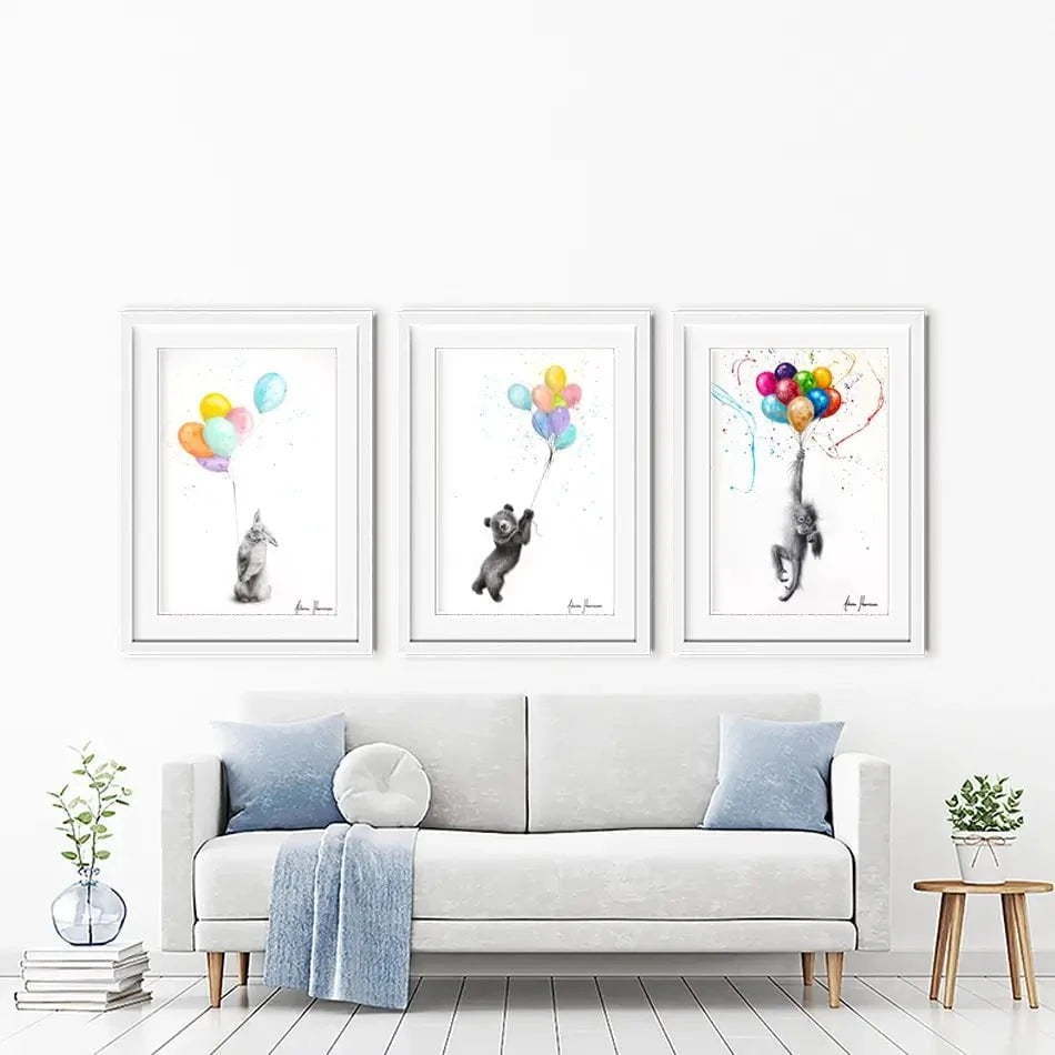 Animals With Balloons 2 Framed Art Print Trio Animals With Balloons 2 Framed Art Print Trio wall art product Ashvin Harrison
