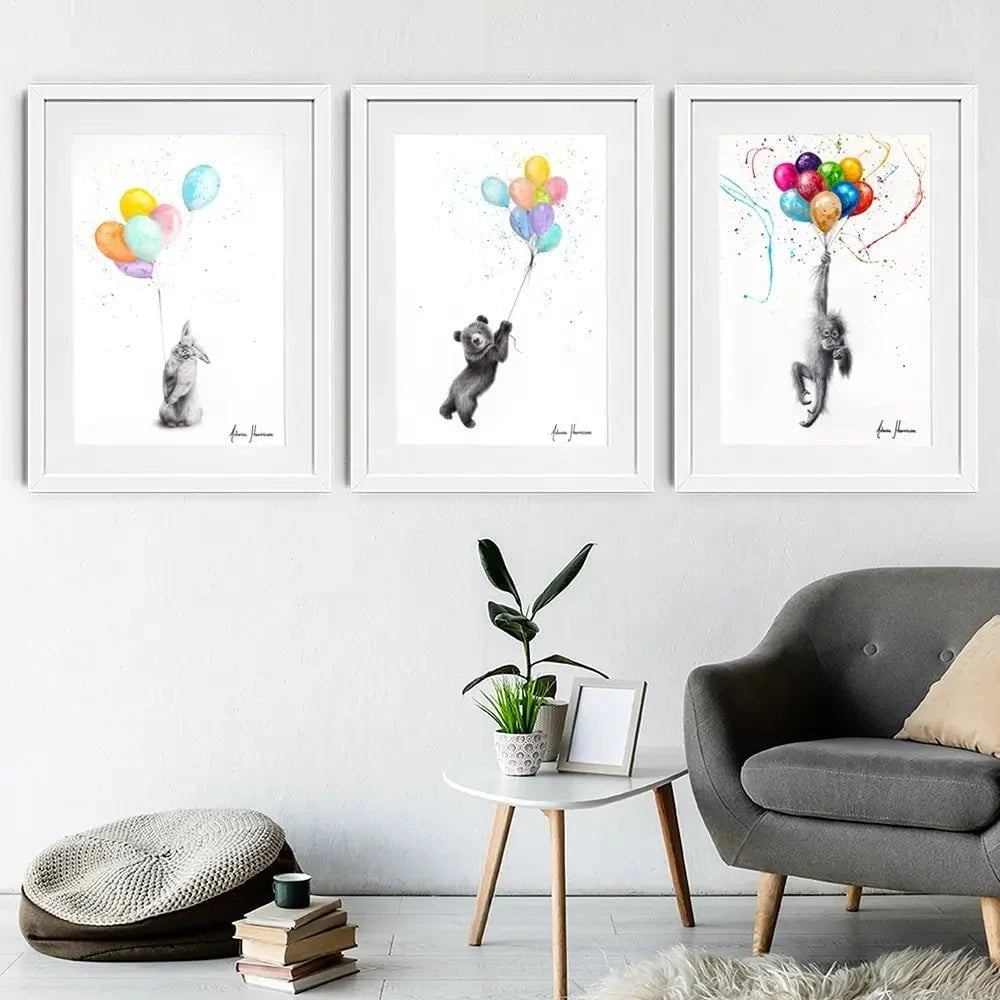 Animals With Balloons 2 Framed Art Print Trio Animals With Balloons 2 Framed Art Print Trio wall art product Ashvin Harrison
