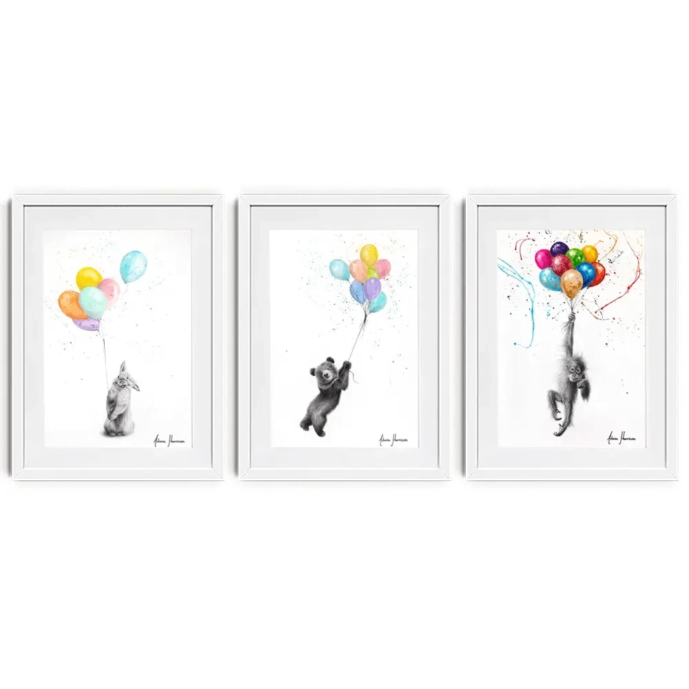 Animals With Balloons 2 Framed Art Print Trio Animals With Balloons 2 Framed Art Print Trio wall art product Ashvin Harrison