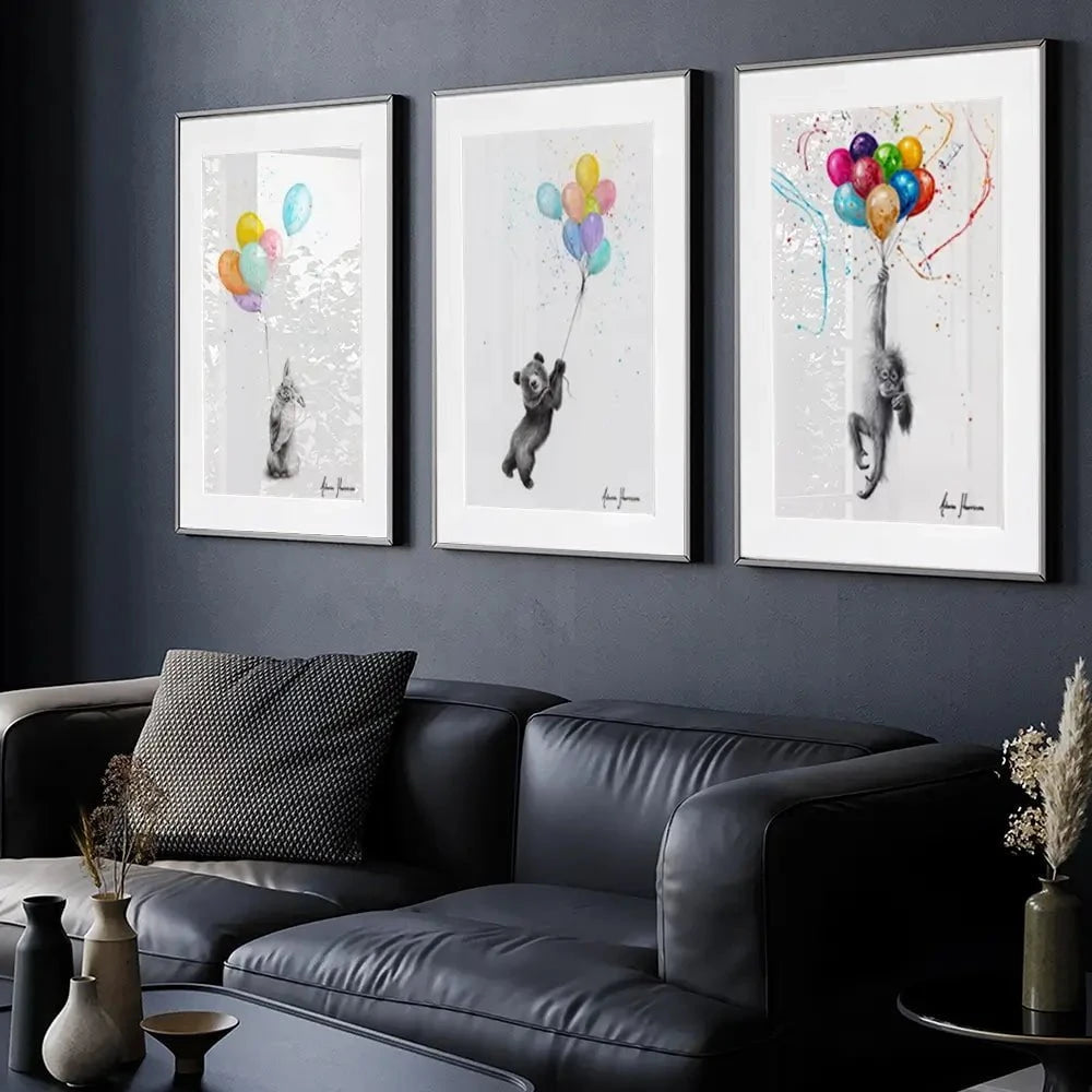 Animals With Balloons 2 Framed Art Print Trio Animals With Balloons 2 Framed Art Print Trio wall art product Ashvin Harrison