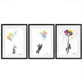 Animals With Balloons 2 Framed Art Print Trio Animals With Balloons 2 Framed Art Print Trio wall art product Ashvin Harrison