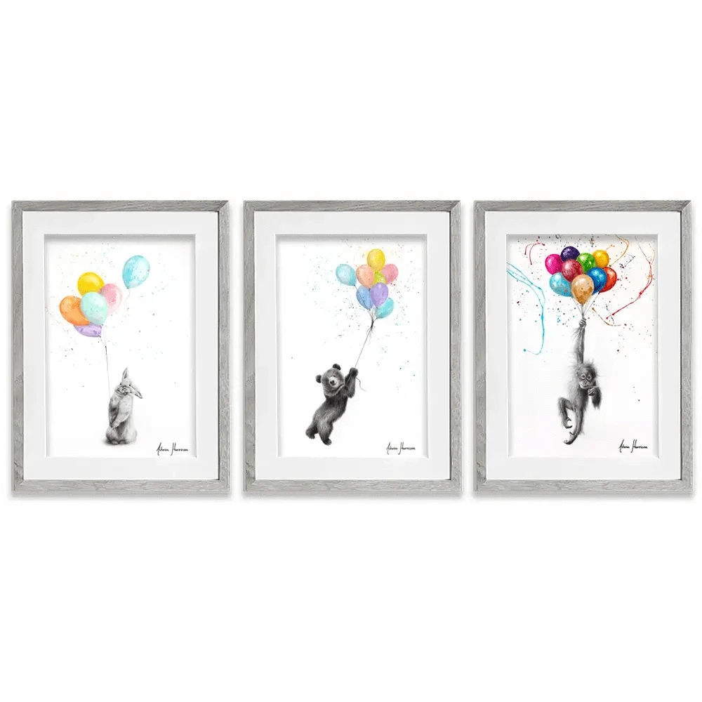 Animals With Balloons 2 Framed Art Print Trio Animals With Balloons 2 Framed Art Print Trio wall art product Ashvin Harrison