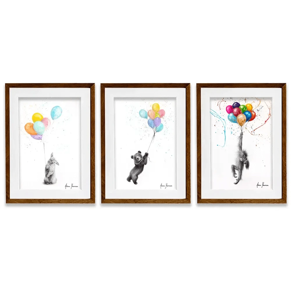 Animals With Balloons 2 Framed Art Print Trio Animals With Balloons 2 Framed Art Print Trio wall art product Ashvin Harrison