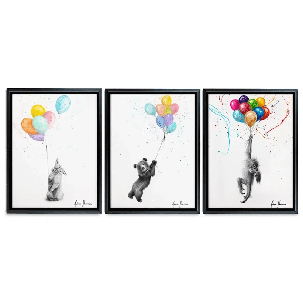 Animals With Balloons 2 Trio Canvas Print Animals With Balloons 2 Trio Canvas Print wall art product Ashvin Harrison