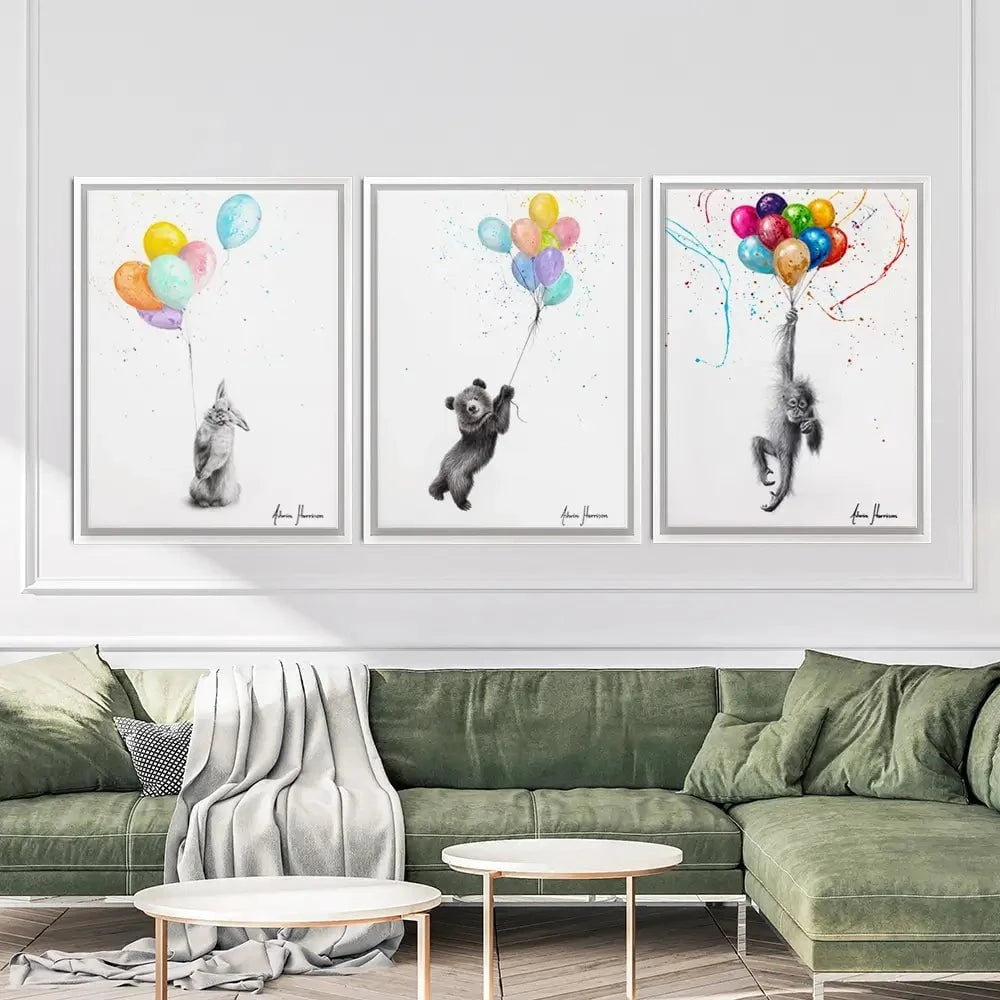 Animals With Balloons 2 Trio Canvas Print Animals With Balloons 2 Trio Canvas Print wall art product Ashvin Harrison