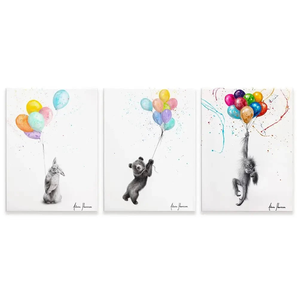 Animals With Balloons 2 Trio Canvas Print Animals With Balloons 2 Trio Canvas Print wall art product Ashvin Harrison