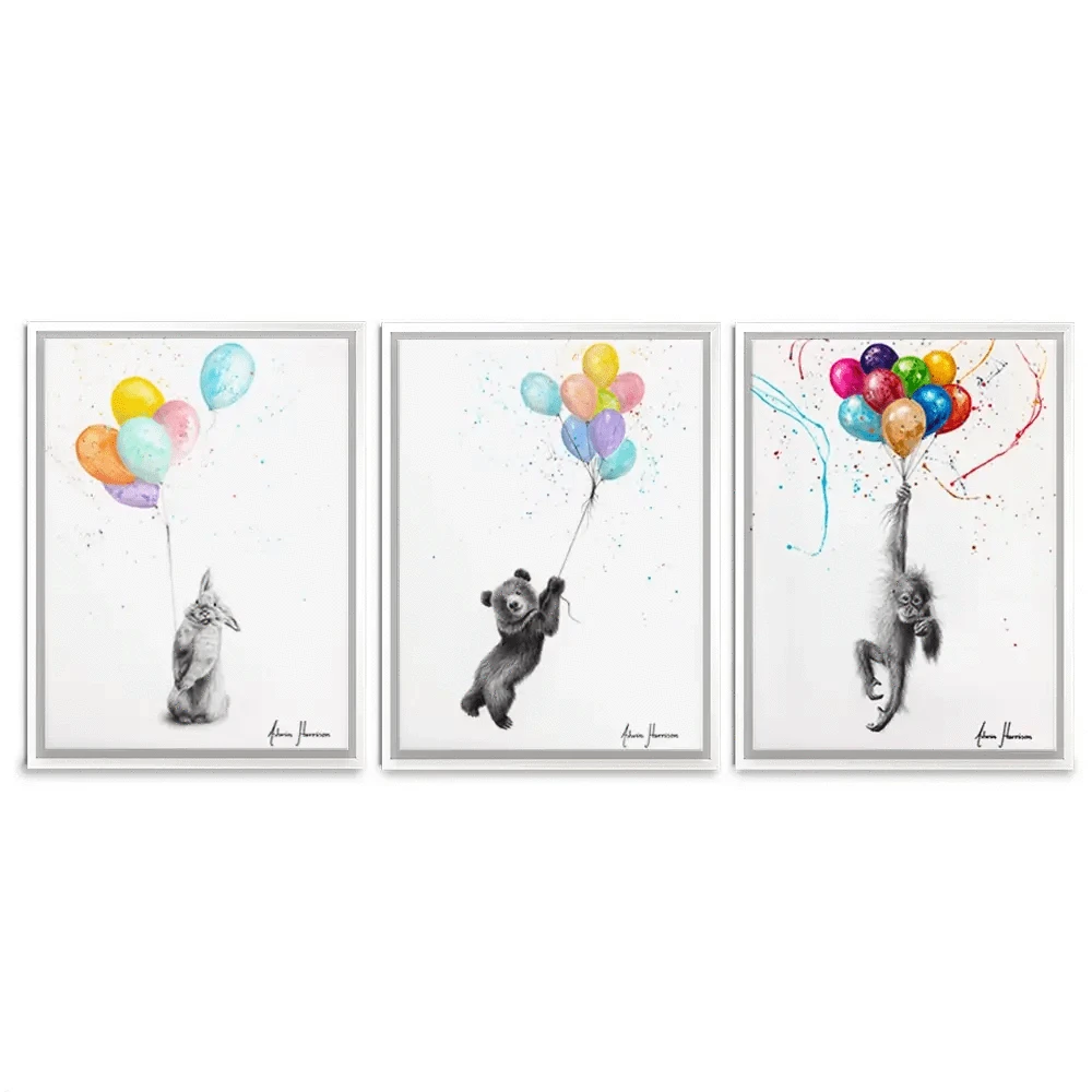 Animals With Balloons 2 Trio Canvas Print Animals With Balloons 2 Trio Canvas Print wall art product Ashvin Harrison