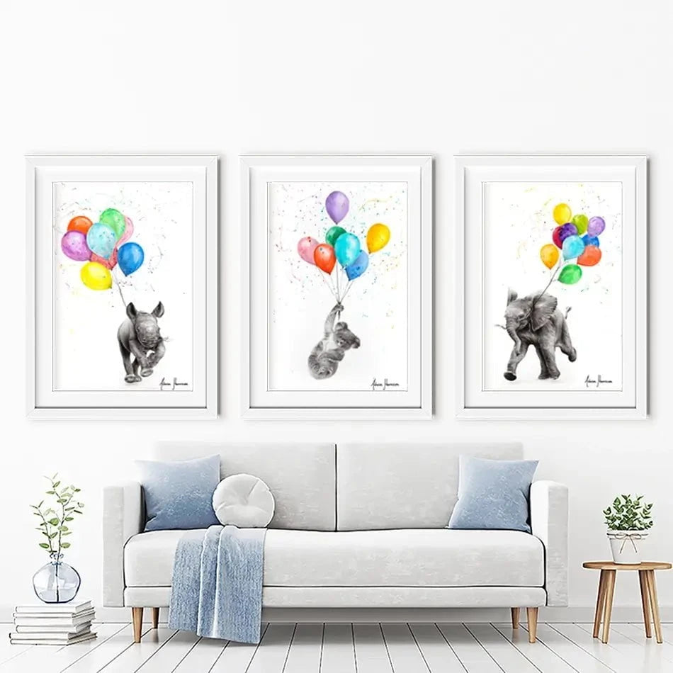 Animals With Balloons Framed Art Print Trio Animals With Balloons Framed Art Print Trio wall art product Ashvin Harrison