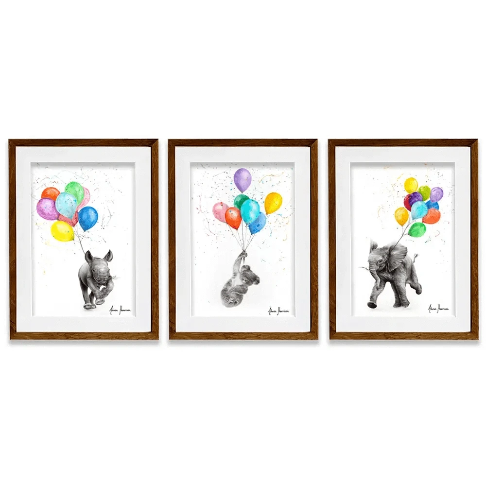 Animals With Balloons Framed Art Print Trio Animals With Balloons Framed Art Print Trio wall art product Ashvin Harrison