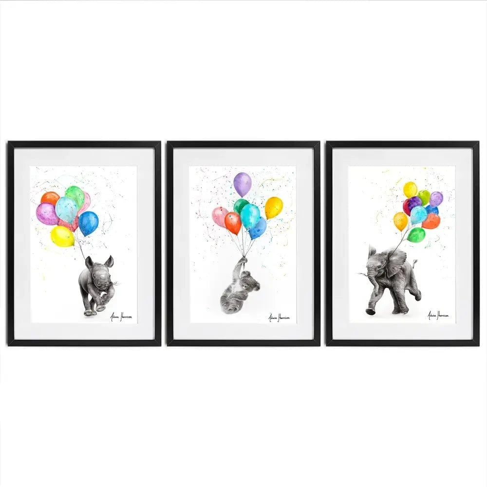 Animals With Balloons Framed Art Print Trio Animals With Balloons Framed Art Print Trio wall art product Ashvin Harrison