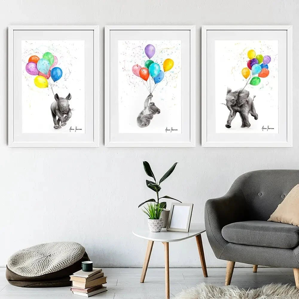 Animals With Balloons Framed Art Print Trio Animals With Balloons Framed Art Print Trio wall art product Ashvin Harrison