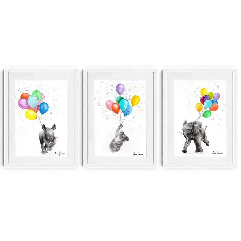 Animals With Balloons Framed Art Print Trio Animals With Balloons Framed Art Print Trio wall art product Ashvin Harrison