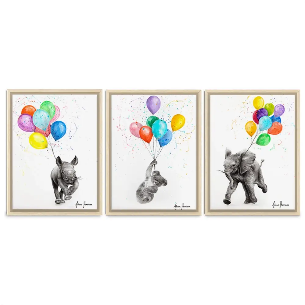 Animals With Balloons Trio Canvas Print Animals With Balloons Trio Canvas Print wall art product Ashvin Harrison