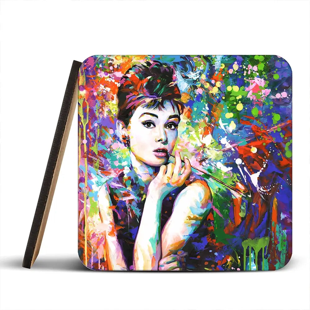 Audrey Hepburn Coaster Set Audrey Hepburn Coaster Set wall art product Leon Devenice