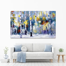 Autumn Birch Trees In Snowy Forest Canvas Print Autumn Birch Trees In Snowy Forest Canvas Print wall art product Leon Devenice