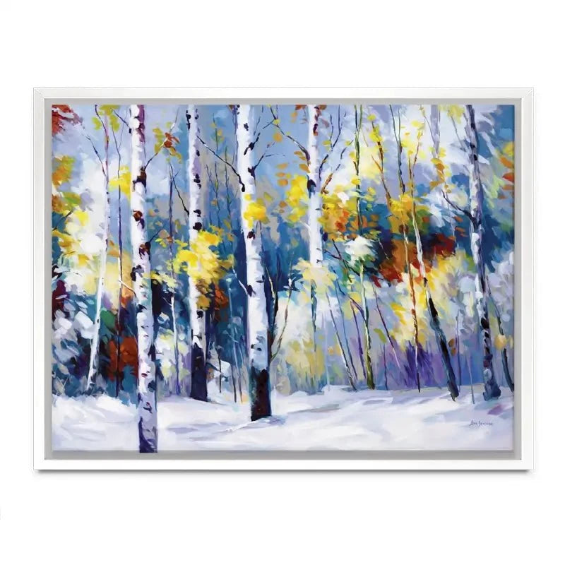 Autumn Birch Trees In Snowy Forest Canvas Print Autumn Birch Trees In Snowy Forest Canvas Print wall art product Leon Devenice