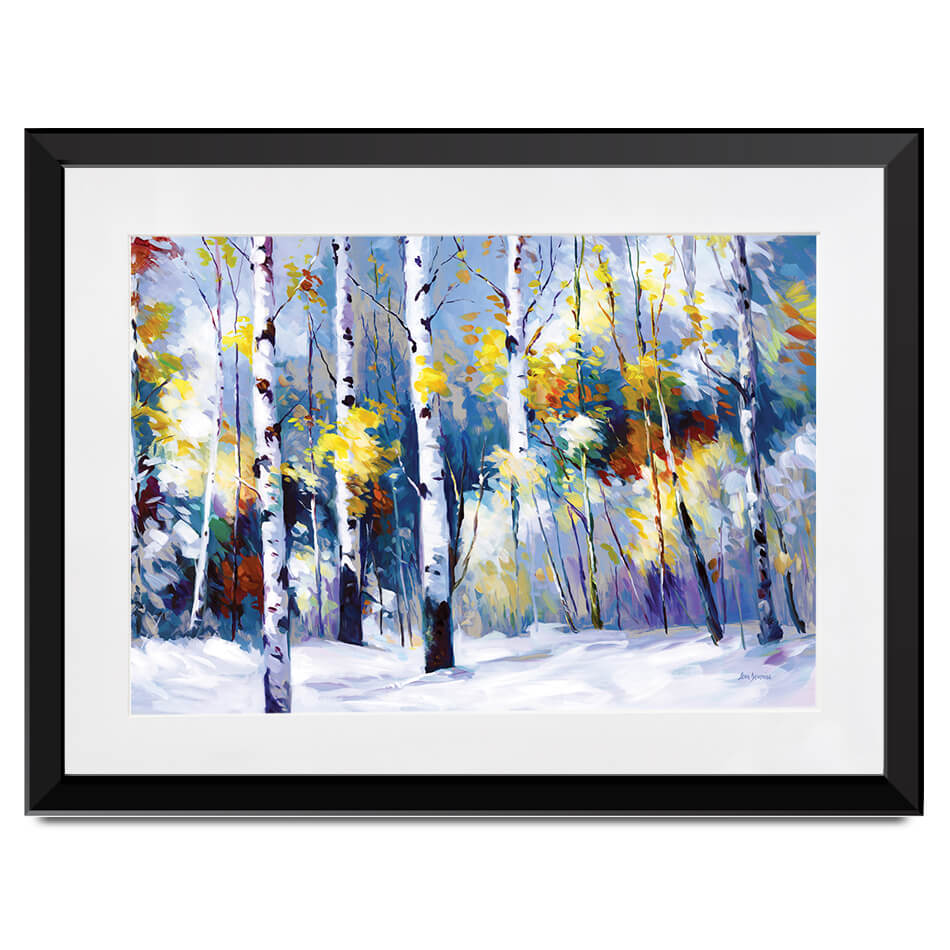 Autumn Birch Trees In Snowy Forest Framed Art Print Autumn Birch Trees In Snowy Forest Framed Art Print wall art product Leon Devenice
