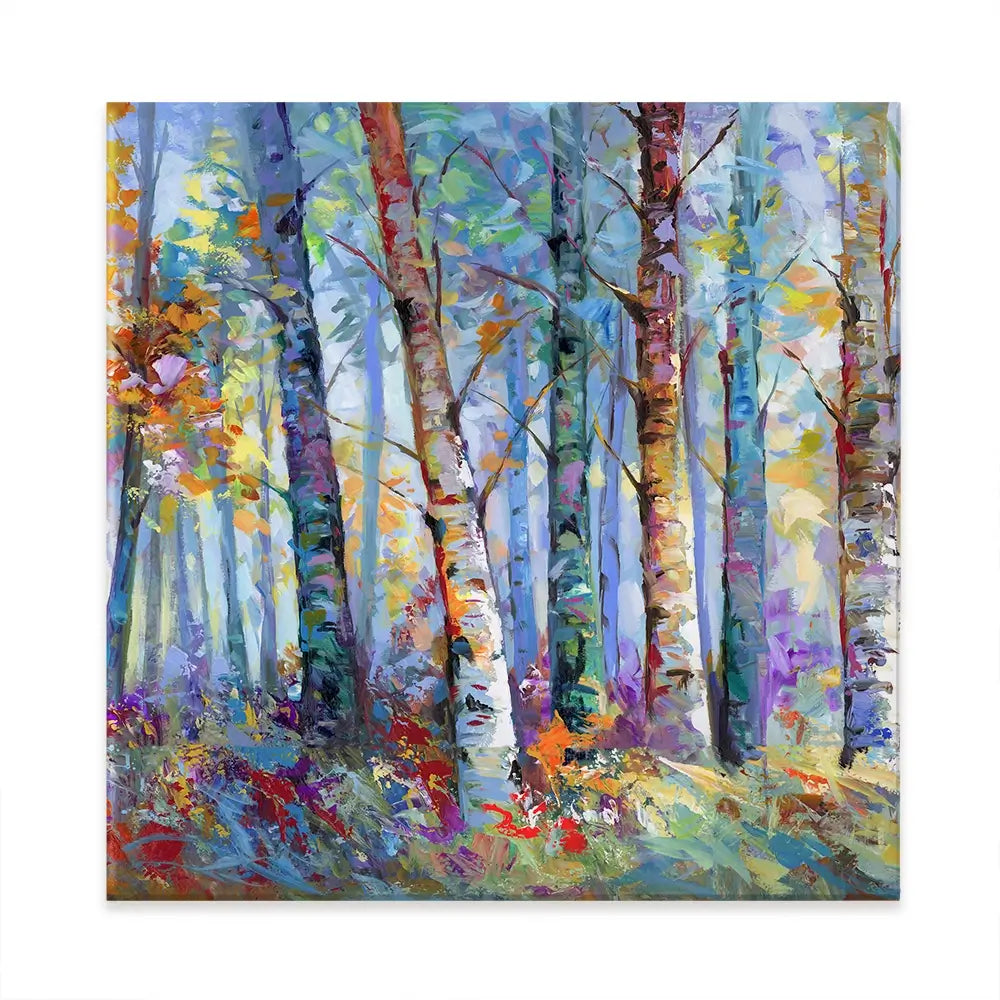 Autumn Birches Square Canvas Print Autumn Birches Square Canvas Print wall art product Art Print Shop