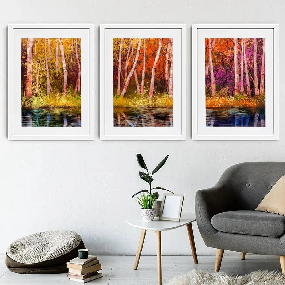 Autumn Trees Framed Art Print Trio Autumn Trees Framed Art Print Trio wall art product pluie_r / Shutterstock