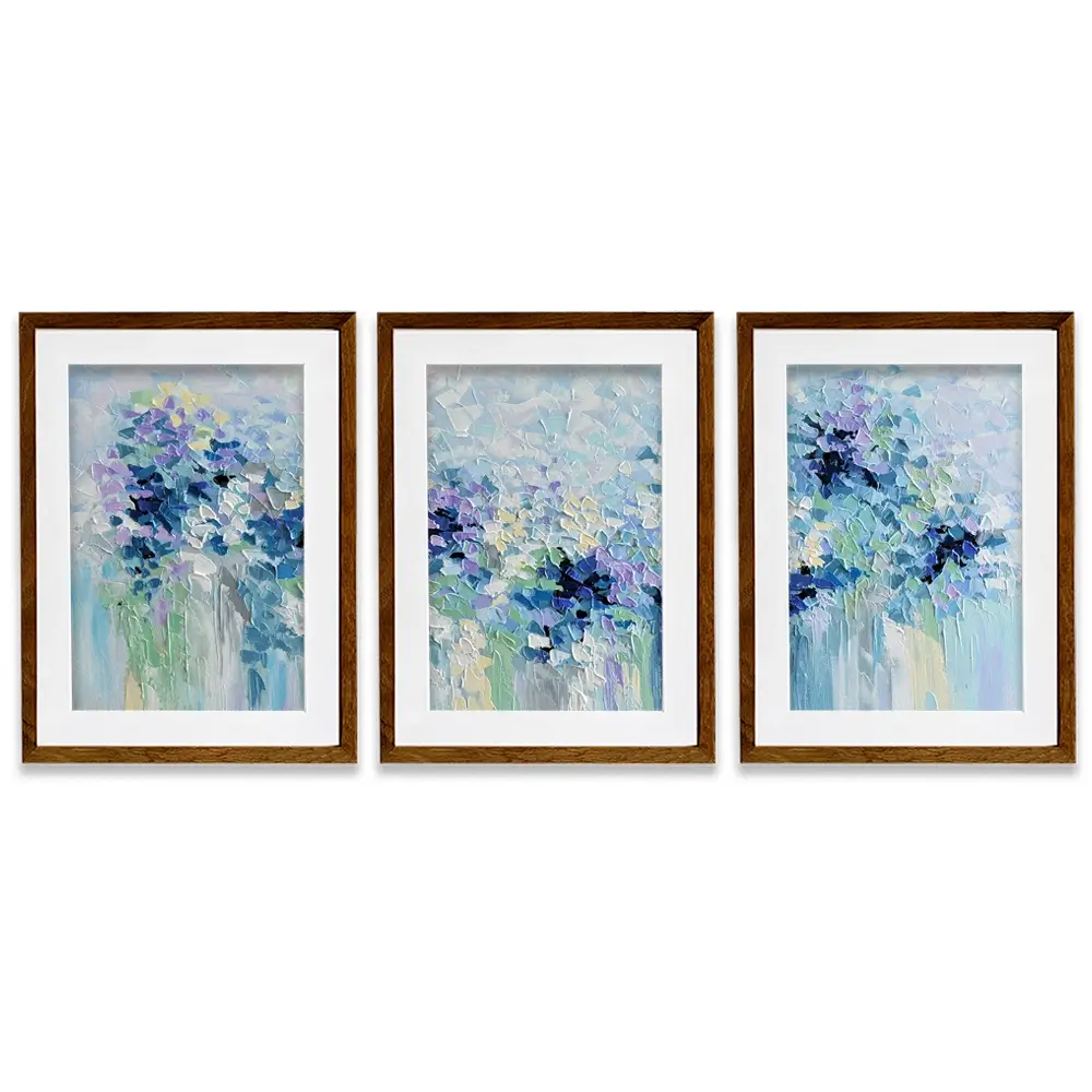 Baby Blue Framed Art Print Trio Baby Blue Framed Art Print Trio wall art product Olga Tkachyk