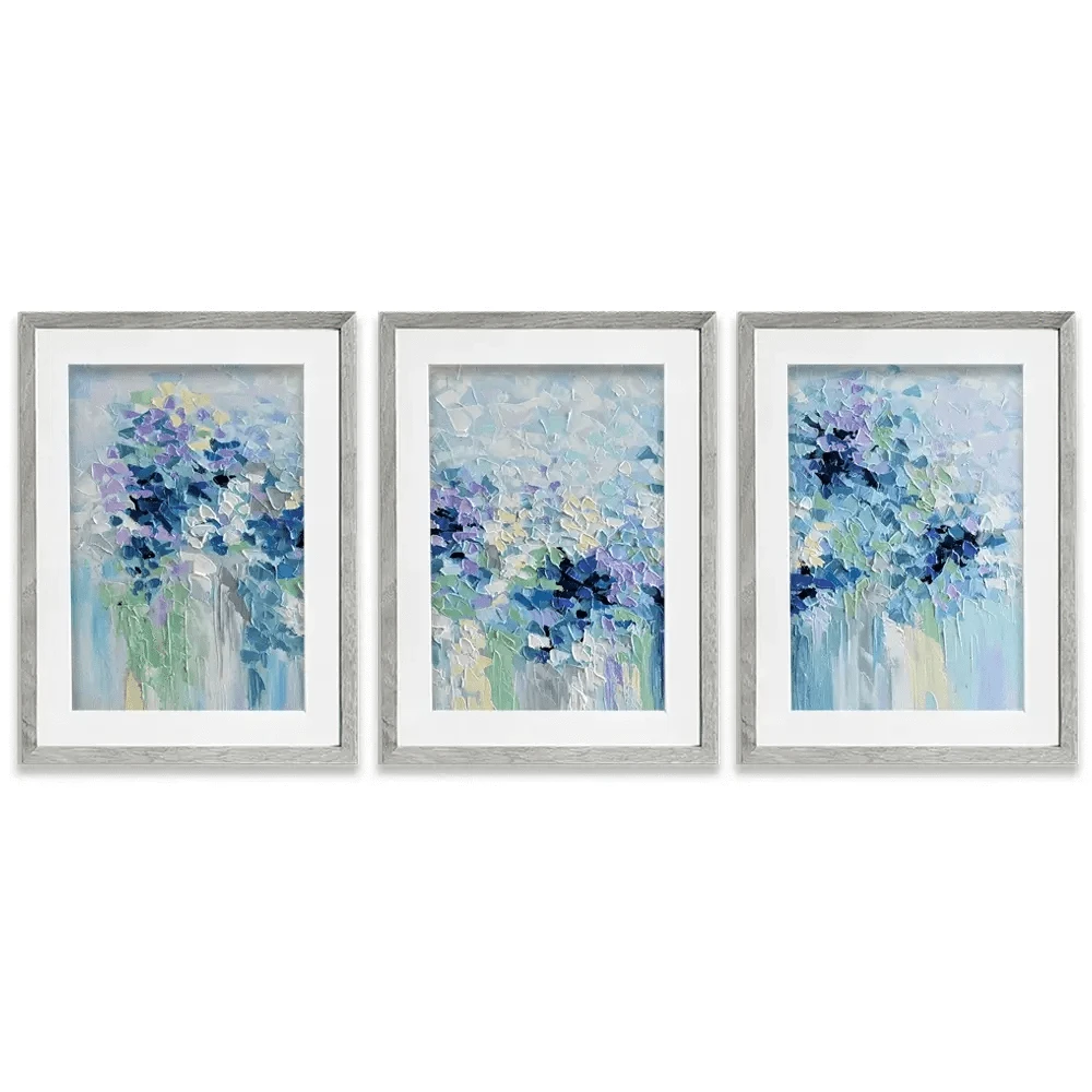 Baby Blue Framed Art Print Trio Baby Blue Framed Art Print Trio wall art product Olga Tkachyk