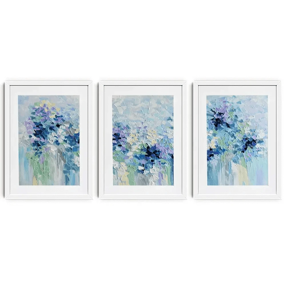 Baby Blue Framed Art Print Trio Baby Blue Framed Art Print Trio wall art product Olga Tkachyk