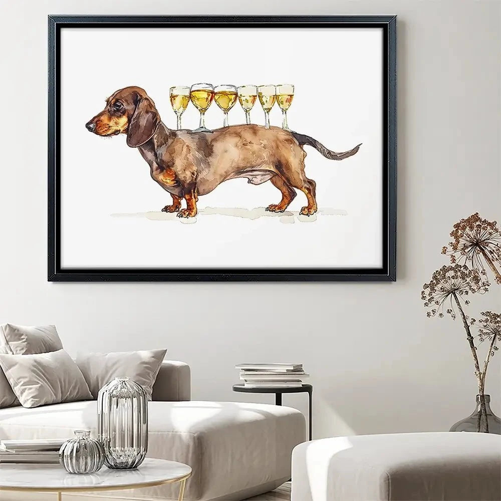 Balancing Dachshund Canvas Print Balancing Dachshund Canvas Print wall art product Art Print Shop