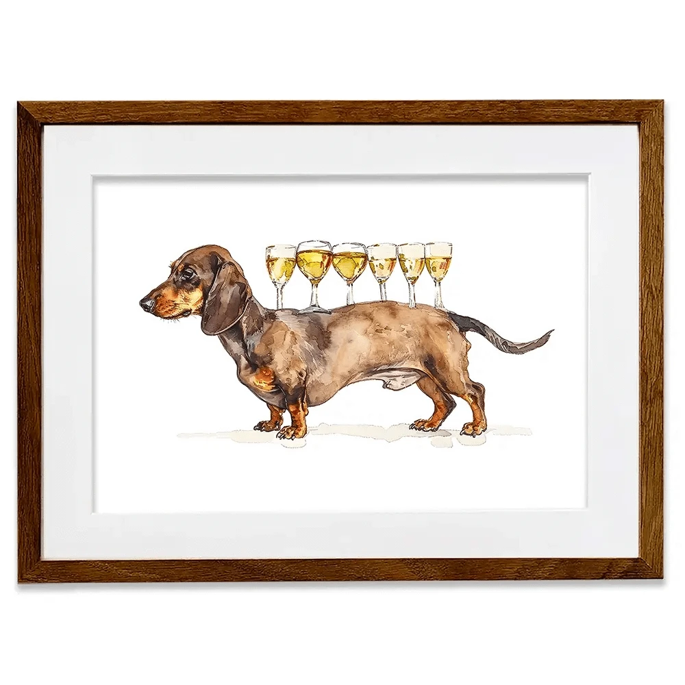 Balancing Dachshund Framed Art Print Balancing Dachshund Framed Art Print wall art product Art Print Shop