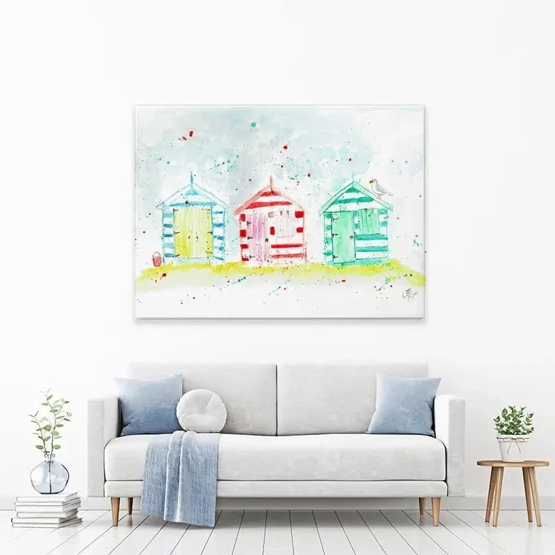 Beach Hut Splash Canvas Print Beach Hut Splash Canvas Print wall art product Jamie Taylor