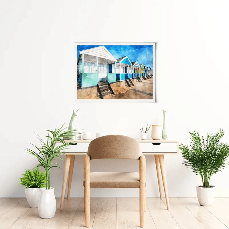 Beach Huts Art Print Beach Huts Art Print wall art product Helen Hotson / Shutterstock
