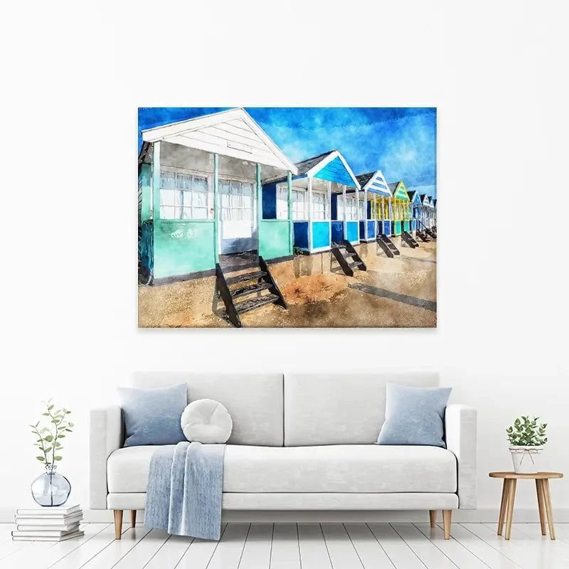 Beach Huts Canvas Print Beach Huts Canvas Print wall art product Helen Hotson / Shutterstock