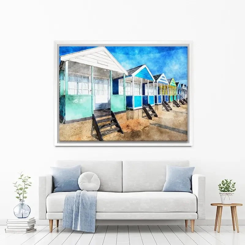 Beach Huts Canvas Print Beach Huts Canvas Print wall art product Helen Hotson / Shutterstock