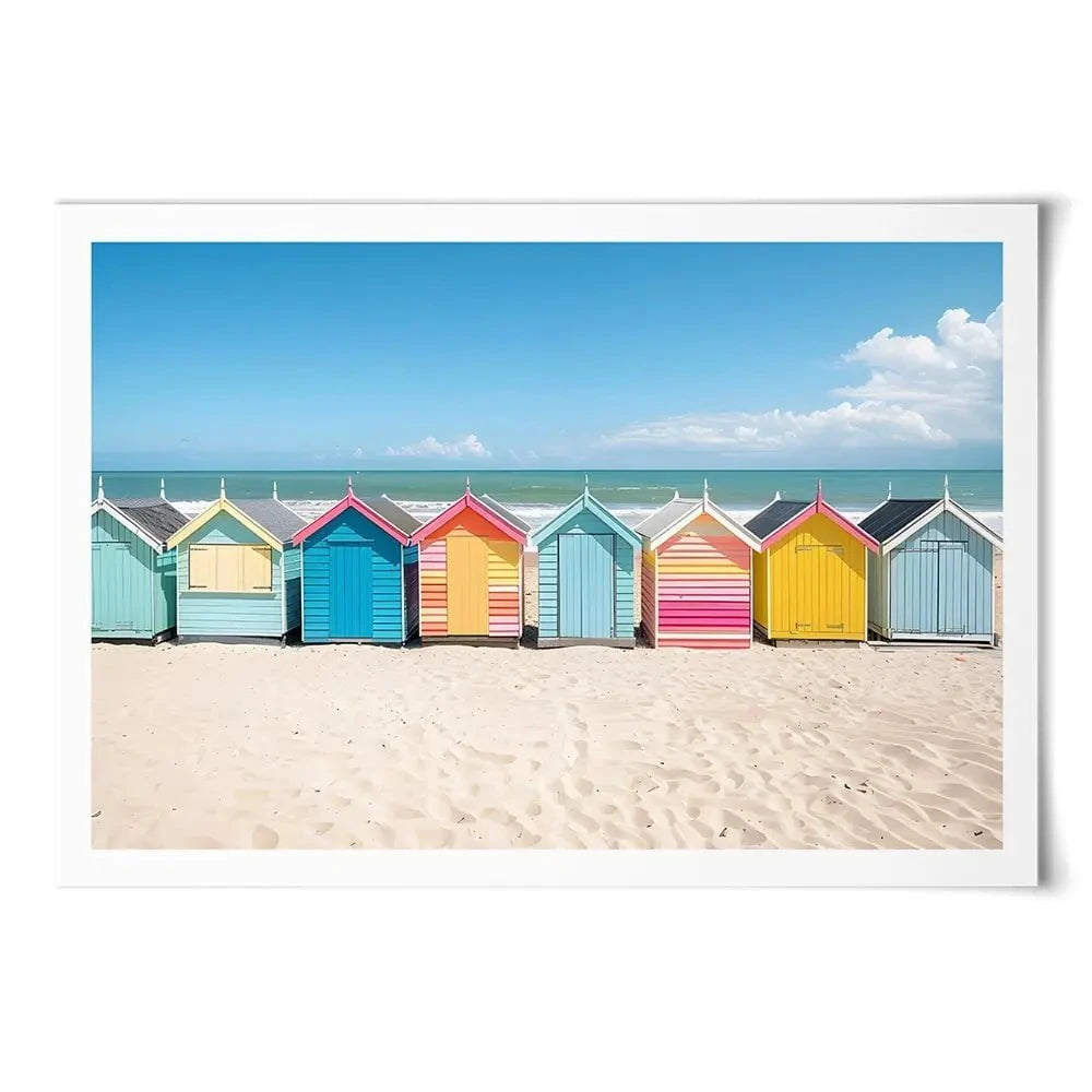 Beach Huts In A Row Art Print Beach Huts In A Row Art Print wall art product Art Print Shop