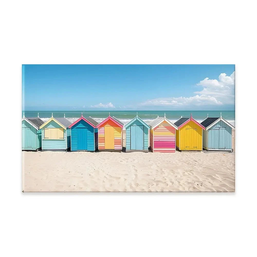 Beach Huts In A Row Canvas Print Beach Huts In A Row Canvas Print wall art product Art Print Shop