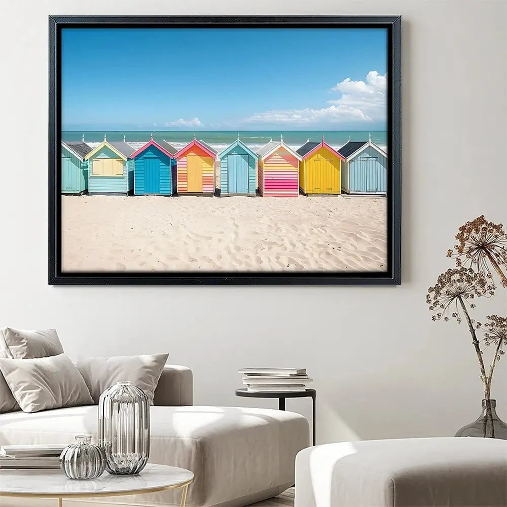 Beach Huts In A Row Canvas Print Beach Huts In A Row Canvas Print wall art product Art Print Shop