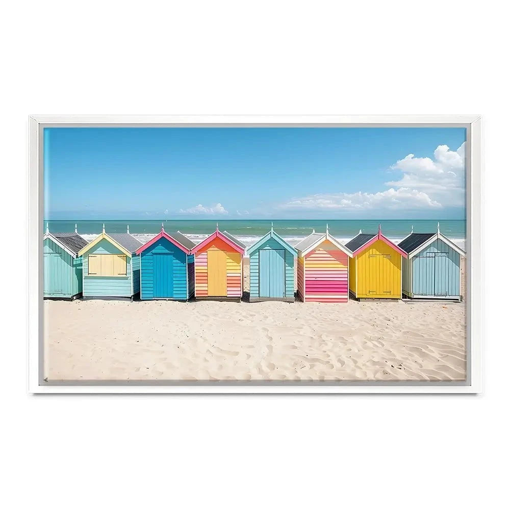 Beach Huts In A Row Canvas Print Beach Huts In A Row Canvas Print wall art product Art Print Shop