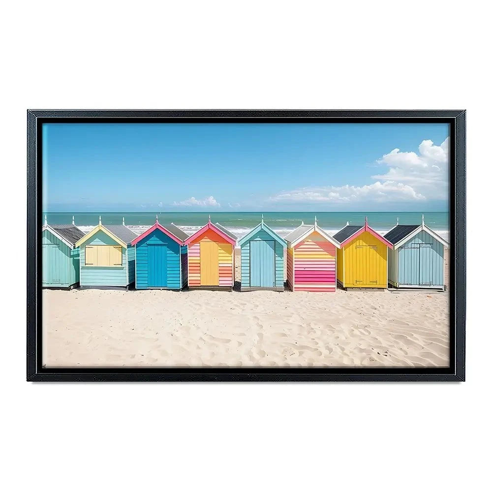 Beach Huts In A Row Canvas Print Beach Huts In A Row Canvas Print wall art product Art Print Shop