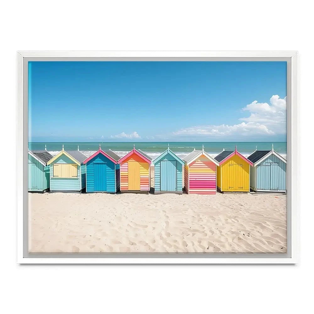 Beach Huts In A Row Canvas Print Beach Huts In A Row Canvas Print wall art product Art Print Shop