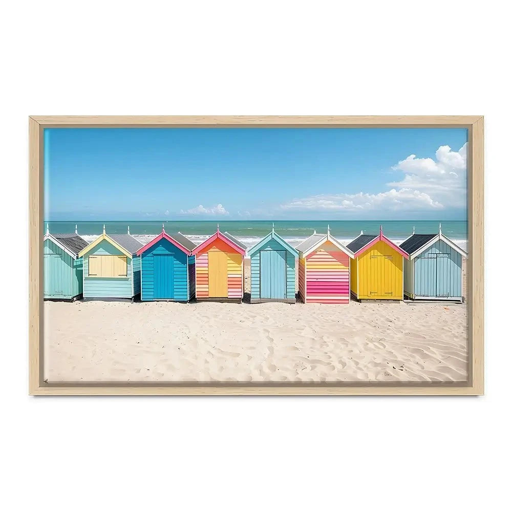 Beach Huts In A Row Canvas Print Beach Huts In A Row Canvas Print wall art product Art Print Shop