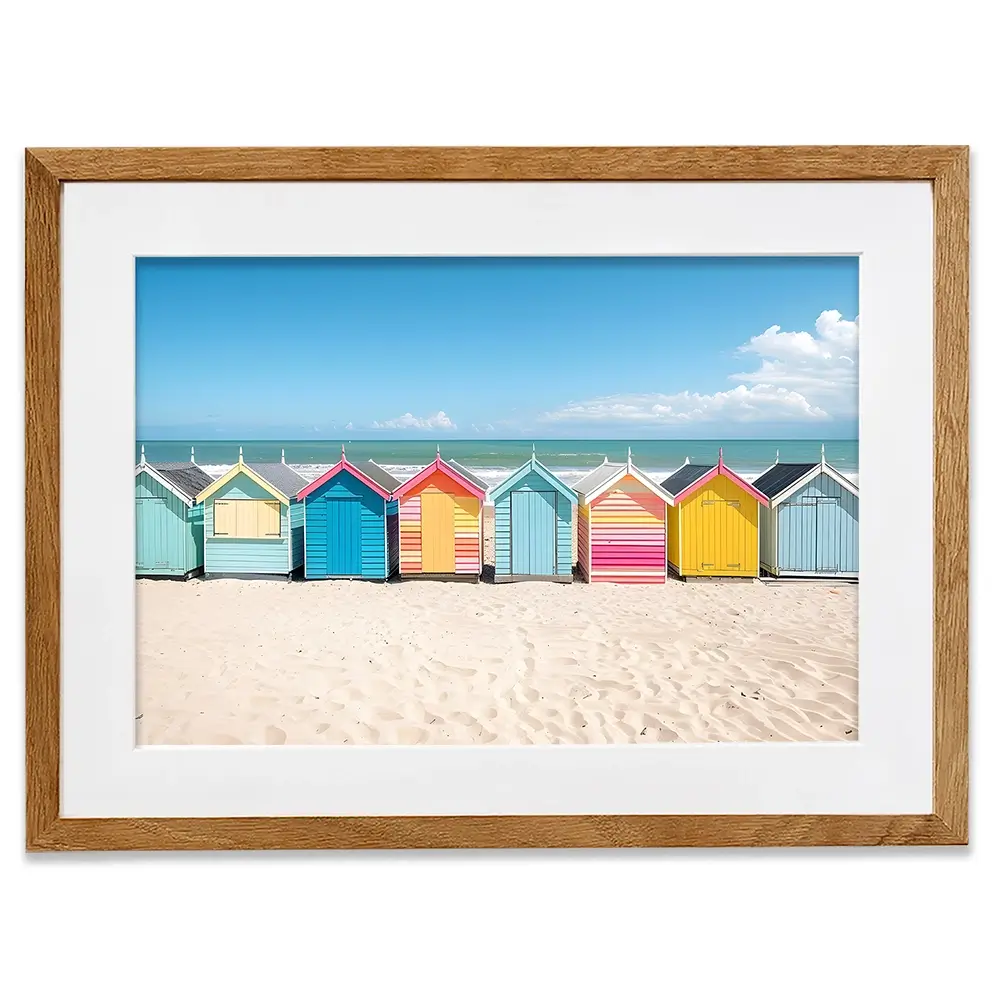 Beach Huts In A Row Framed Art Print Beach Huts In A Row Framed Art Print wall art product Art Print Shop